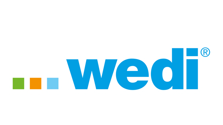 wedi GmbH Logo im blau auf weißem Hintergrund